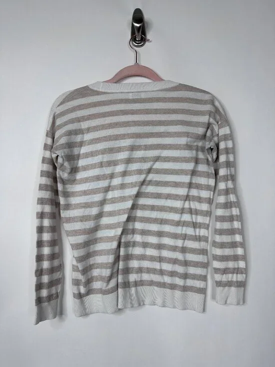 2/$30 J. Crew Striped Drop Shoulder Crewneck Sweater White Cream XXS #A1793 - Picture 5 of 8